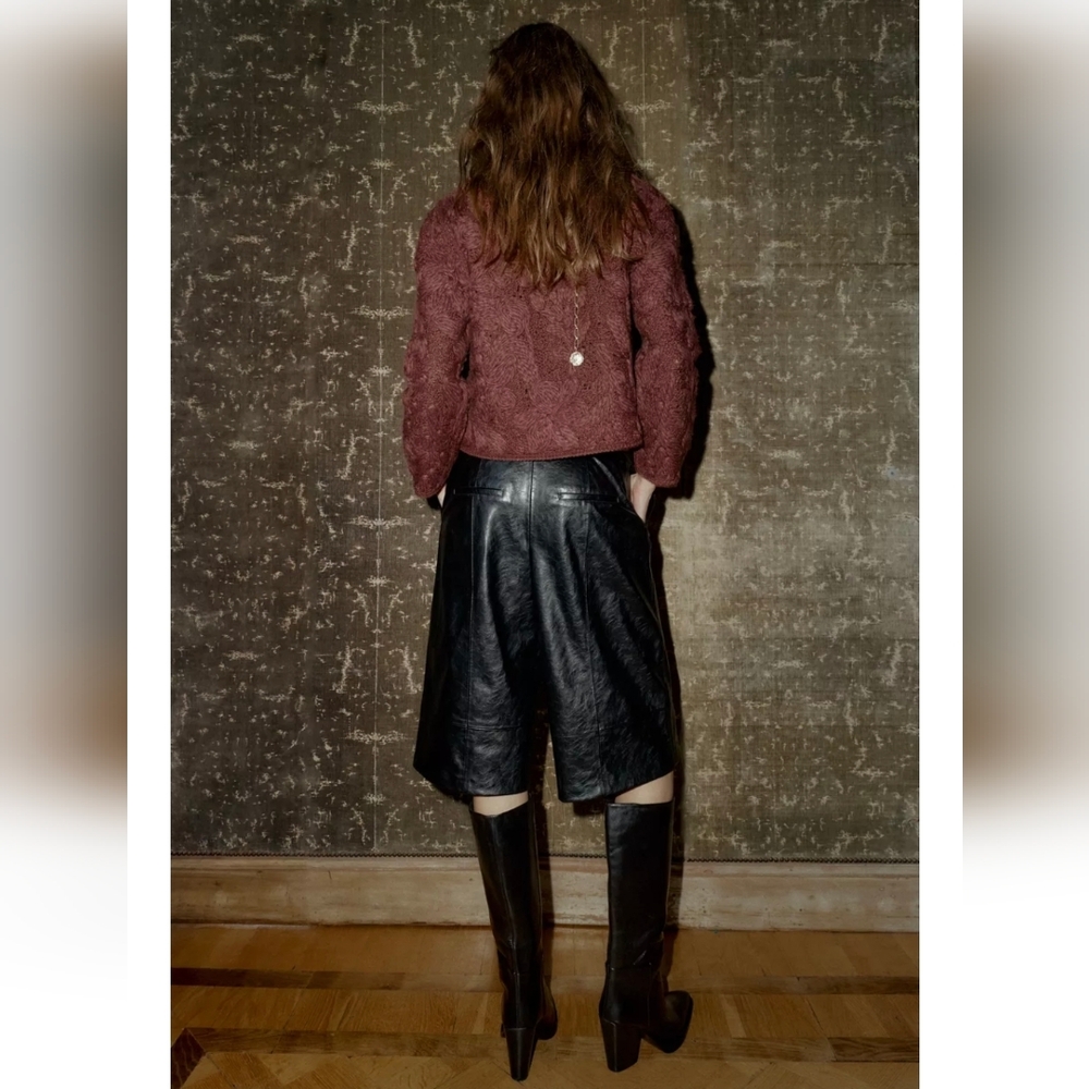 ZARA FAUX LEATHER LONG SHORTS - Picture 4 of 7